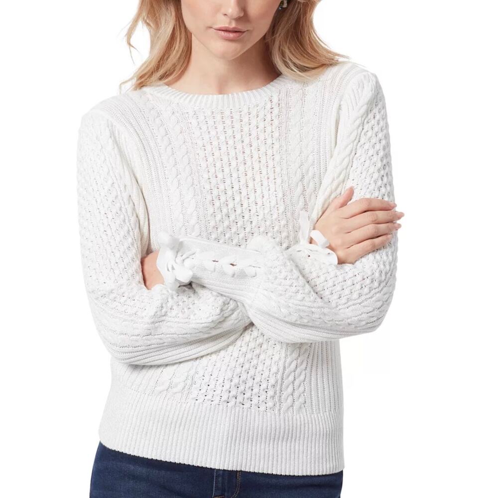 Sam Edelman Women's Fayette Lace-Up Tie-Cuff Sweater